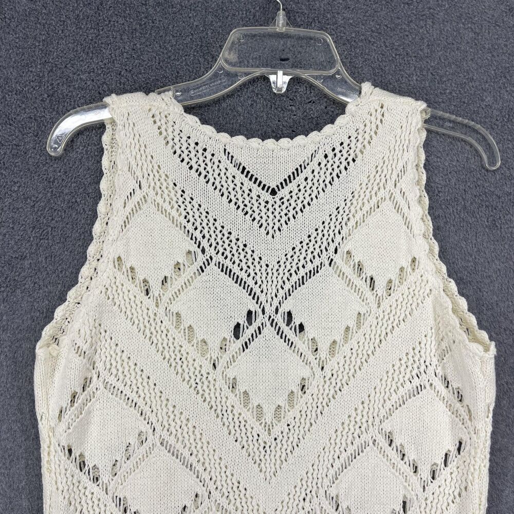 Free People FP Beach Dress Womens Small White Crochet Knit Maxi Boho‎ Sleeveless - Picture 11 of 14